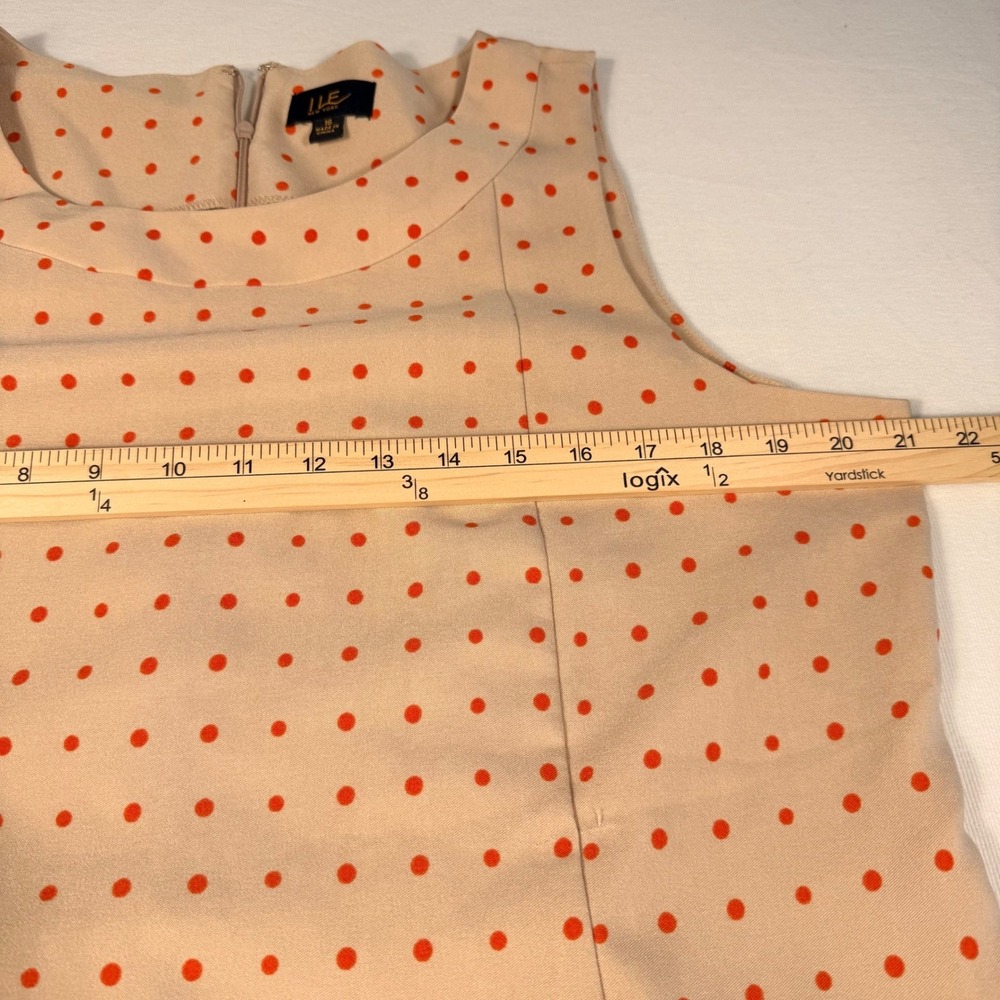 ILE New York Womens Orange Tan Polka‎ Dot Ombre Sheath Dress Size 16 Sleeveless - Picture 6 of 12
